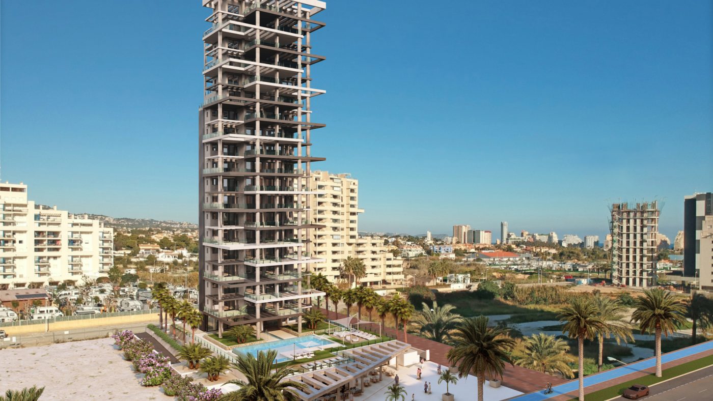 Torre Calpe, edificio plurifamiliar de 19 plantas de altura en la Avenida de los Ejércitos, Calpe.